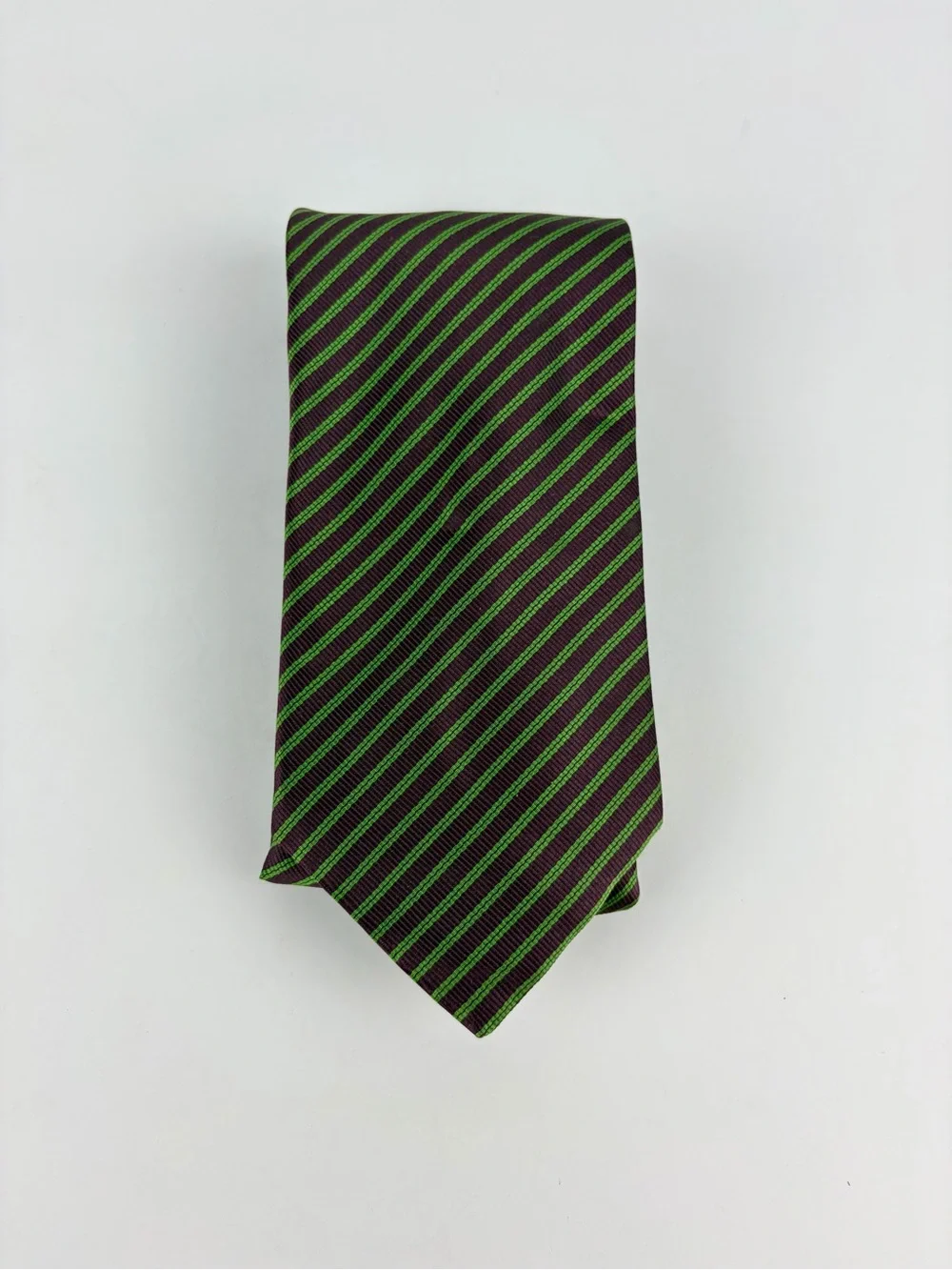 Daniel Milano Silk Pin Striped Green Brown Necktie Made Italy Neck Tie